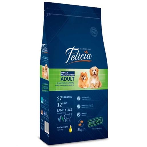 Felicia Small&Medium Breed Kuzulu Köpek Maması 3 kg - Felicia
